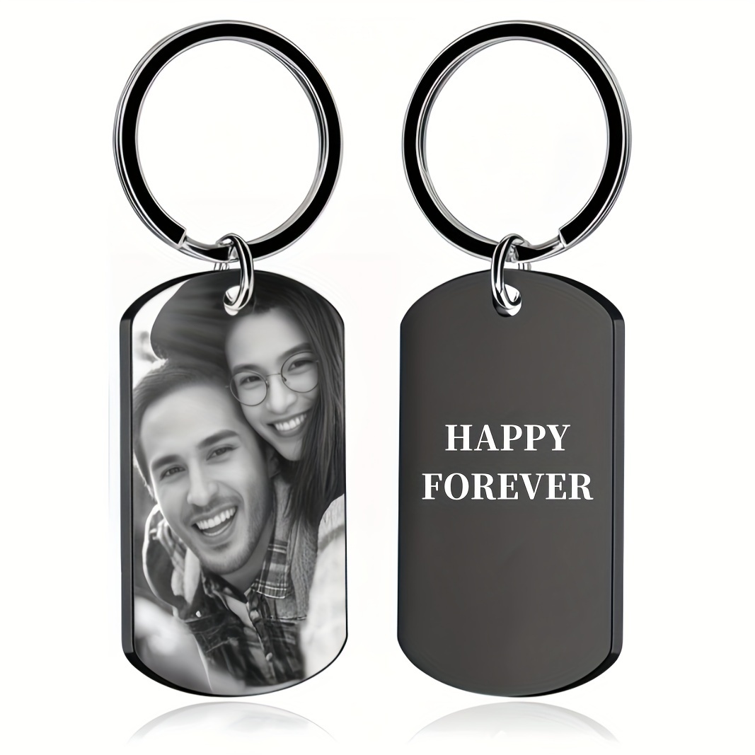 

Custom Keychain With Picture, Personalized Engraving Photo/text/dog Tag Keychains For Family, Boyfriend Gift, Father's Day Gift