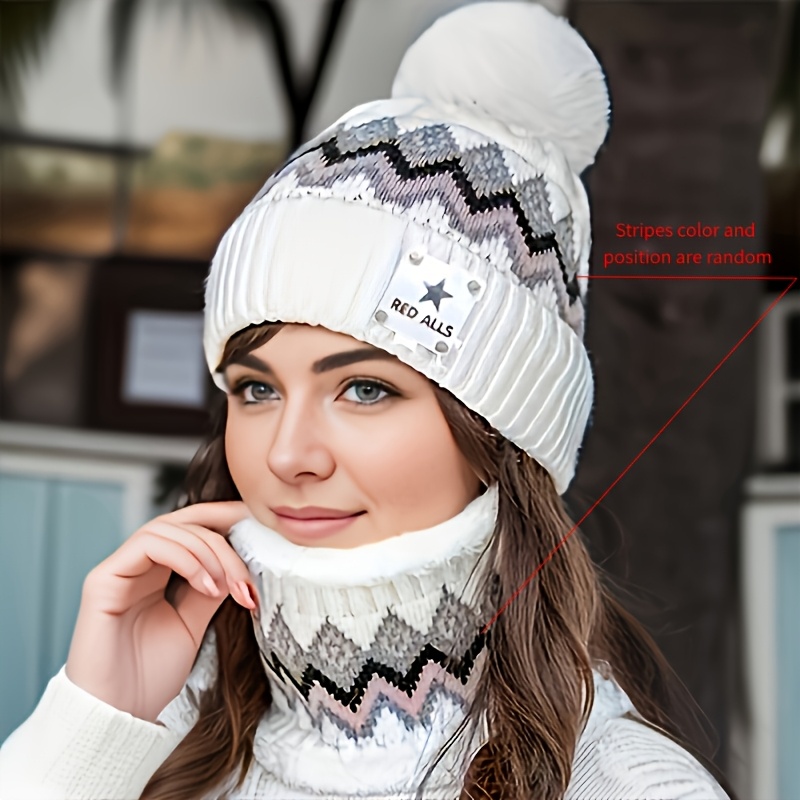 TEMU Bonnet de cyclisme d'hiver chaud pour homme et femme, lot de 2 pièces bonnet et écharpe, élégant et pratique, une aide pour les tenues d'hiver,