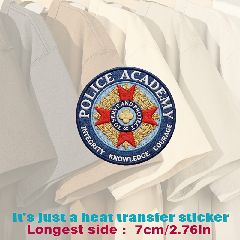 TEMU Distintivo dell' di Polizia con Stella , e Sfondo Blu con "KN", Adesivi Termoadesivi Adatti per Tessuti Piani come Vestiti, , Borse di Tela,