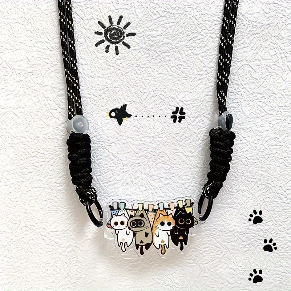 

Adorable Sunbathing Cat Acrylic Phone Lanyard - Portable Crossbody Clip-on Chain Accessory