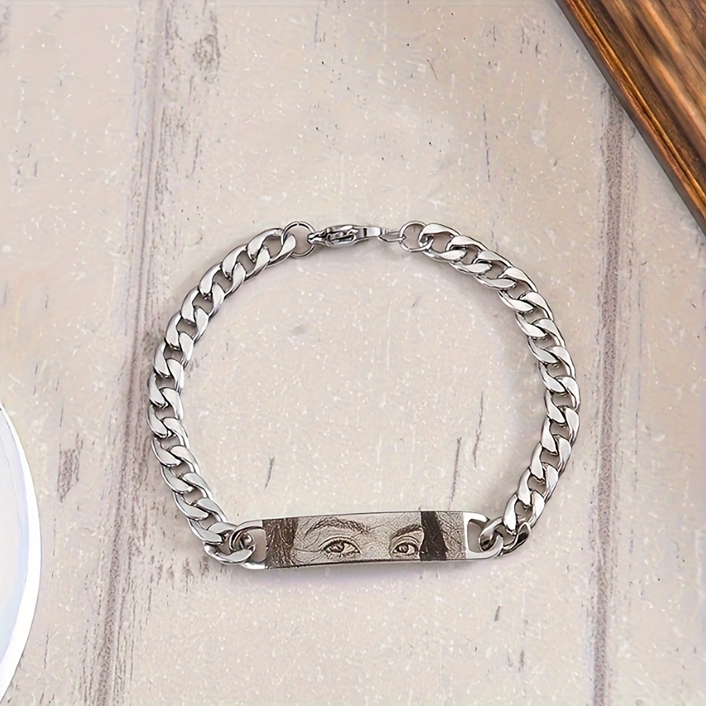 Image of Custom Product: 1pc Stylish And Elegant Stainless Steel Women's Bracelet With Personalized Picture - "" - A Suitable Anniversary Gift For Your 1