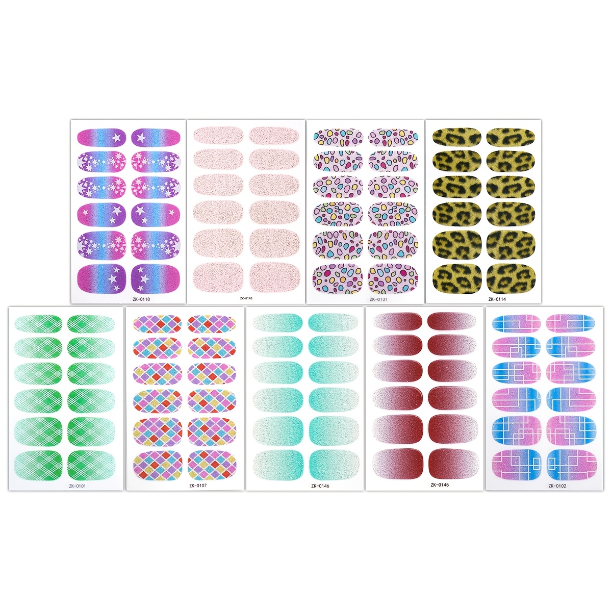 Image of 108pcs Colorful Nail Polish Strips Dot Self-adhesive Full Cover Nail Wraps With Nail File Long Lasting Nail Stickers For Women And Daily Dating Use Manicure Decoration Diy Nail Art