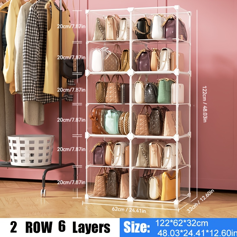Image of 1/2/3 , 4/6/8 Layers, 20cm Transparent Display Cabinet, Dust-proof Storage Box, Suitable For Storing Handbags, Backpacks, Wallets, Hats, Modern Shelf Decoration, Bedroom Storage Box