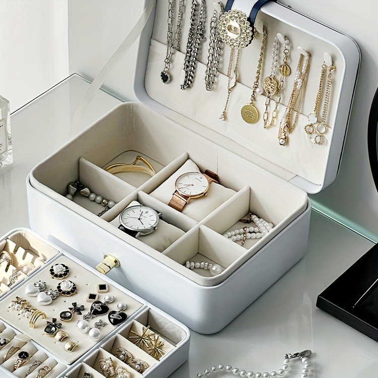   leather jewelry   organizer box elegant desktop storage case with clasp for bedroom and dressing table Product details 1