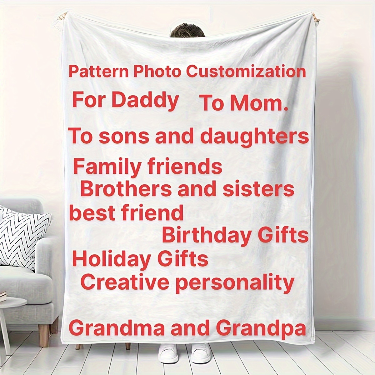 

1pc Custom Flannel Blanket With Photos Or Text, Soft And Warm Memorable Blanket, Great Holiday Gift For Classmates, Friends, Family And Lovers, Used For Nap, Camping, Travel, And Car