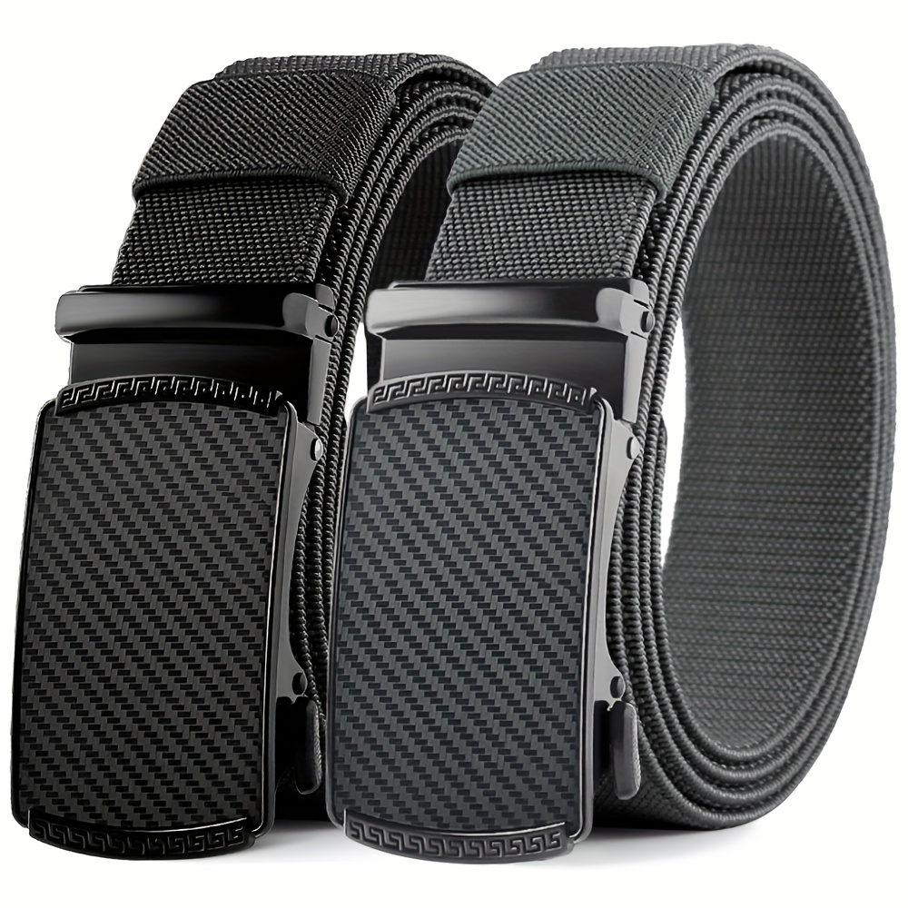 Elastic Belts For Men Stretch Elastic Golf Belts For Men, 2 Pack Nylon Ratchet Belt Men's Belts Casual, Adjustable