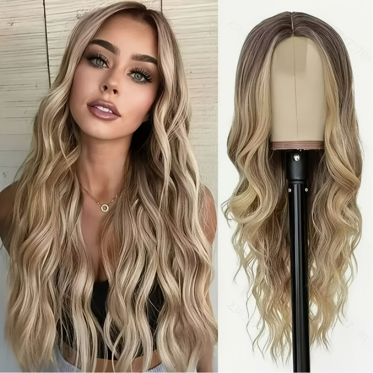 TEMU da donna XRANB adatta a tutte le carnagioni - Capelli lunghi ricci con e riga , per uso , infilatura per parrucche serie latina, posticcio