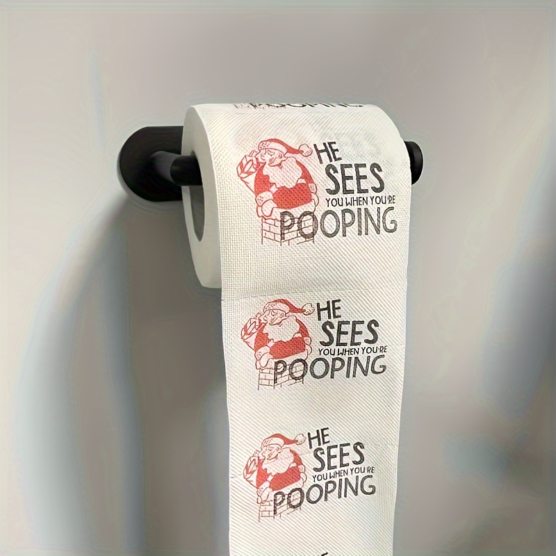 

1pc Christmas Roll - Printed Humorous Bathroom Decor For & Birthdays - Party Supplies For Christmas, Halloween, Easter, Hanukkah, - No Needed