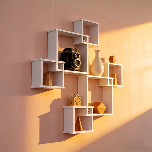 estante geométrico de pared, estante colgante para dormitorio/ , para plantas pequeñas, decoración, estante de almacenamiento para decoración , estante multifuncional, premontado, no requiere pilas, de pared, estante práctico que , estantes de utilidad