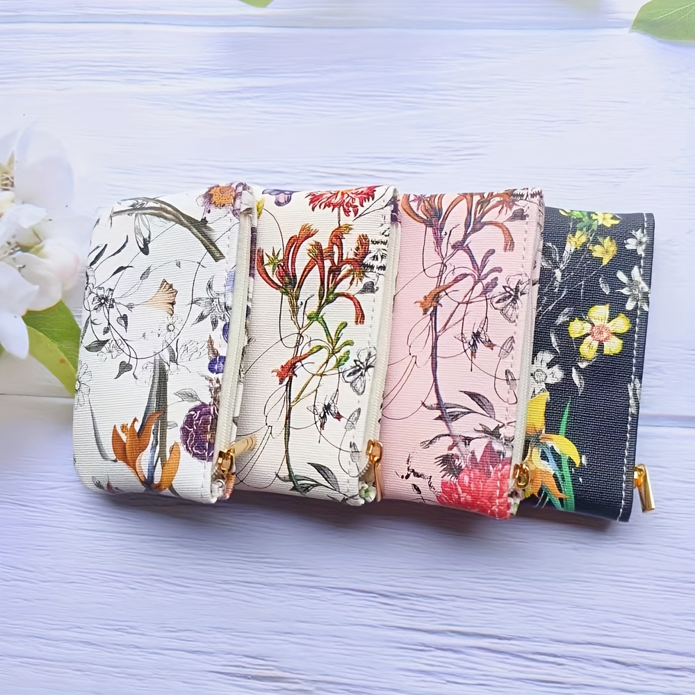 

Retro Floral Pattern Coin Purses, Elegant Vintage Style Zipper Card Holders, Simple Design Small Card Bag With Random Pattern Placement