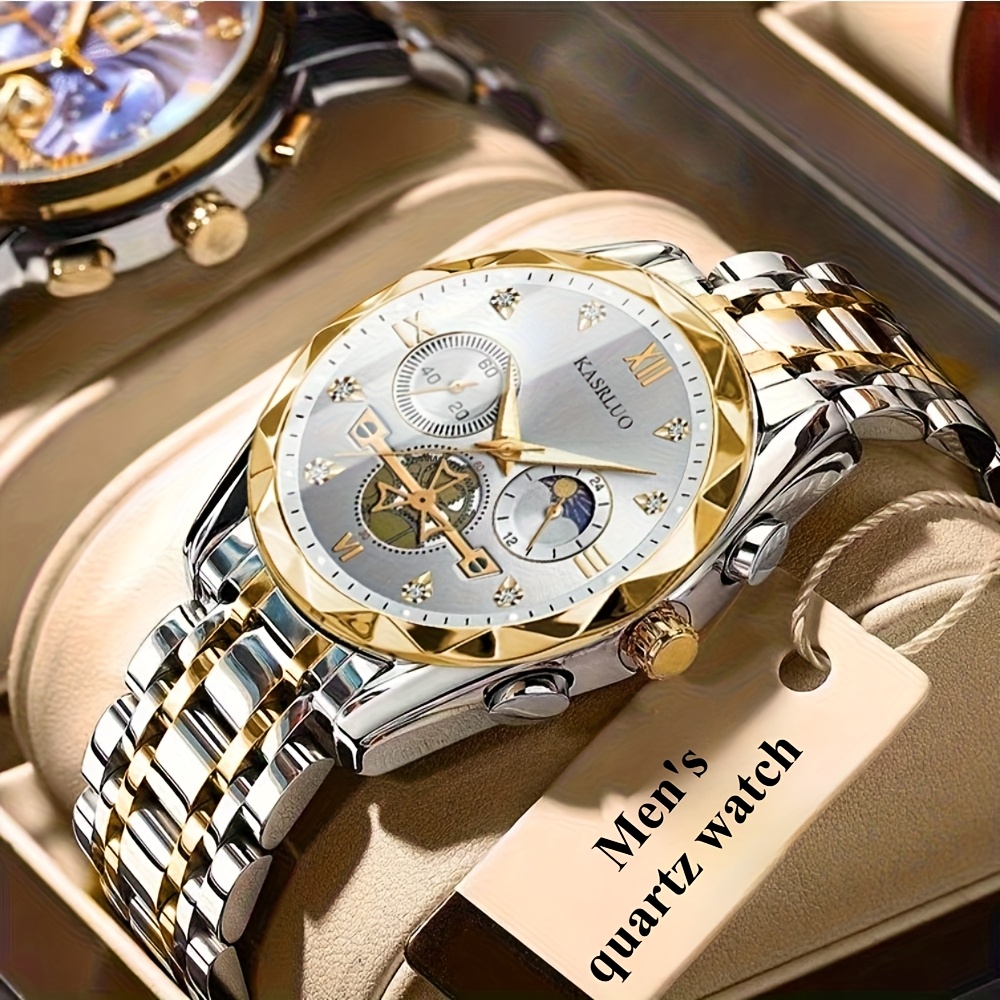 Dorado Reloj Quartz Para Hombre Reloj De Cuarzo Para Hombres