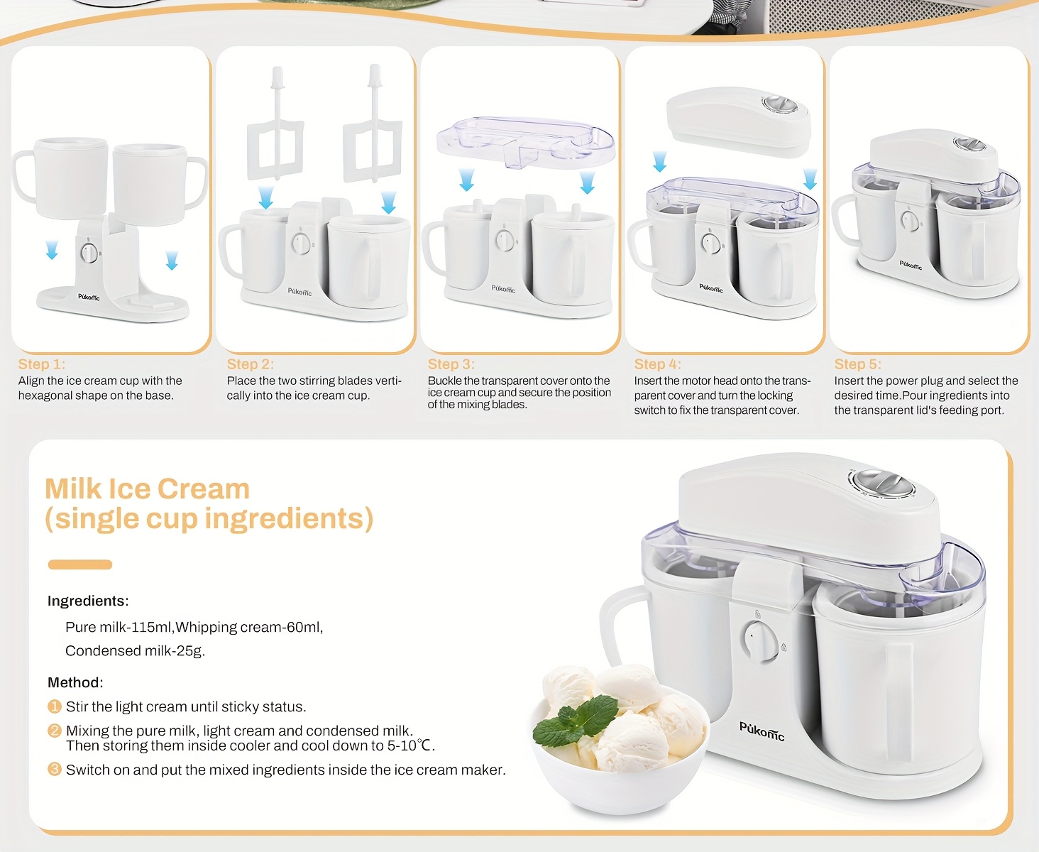 Home Ice Cream, Detachable Design for Easy Cleaning, Perfect for Making Homemade Ice Cream, Smoothies And Frozen Yogurt, 1QT, Party, Summer Essentials, Halloween And Christmas Gifts Suitable for Giving 17 Home Ice Cream, Detachable Design for Easy Cleaning, Perfect for Making Homemade Ice Cream, Smoothies And Frozen Yogurt, 1QT, Party, Summer Essentials, Halloween And Christmas Gifts Suitable for Giving