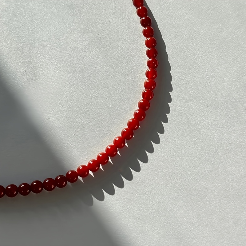 Natural Carnelian Stone Beaded Necklace with 4mm Gemstone Beads