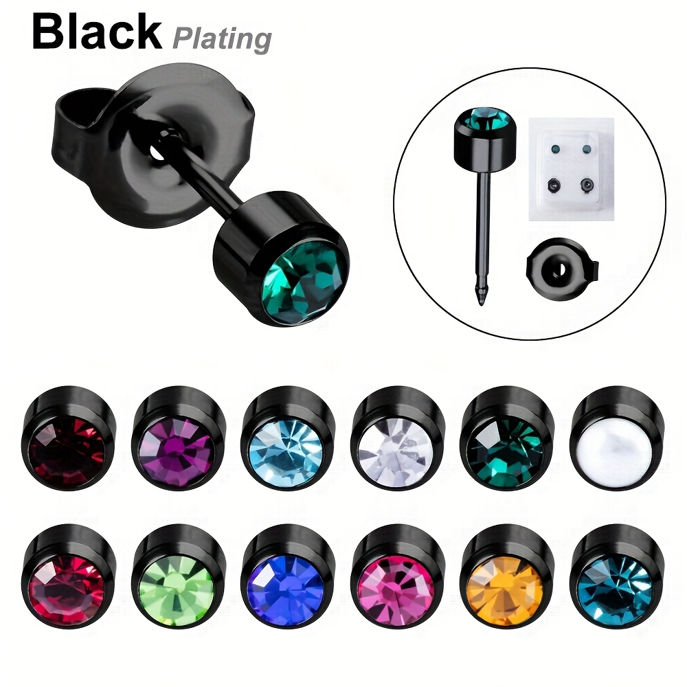 12pairs Mixed/clear Colors 316 Surgical Stainless Steel Zirconia Earrings Piercing Kits Tools Ear Piercing Earrings Studs Piercing Gun Jewelry