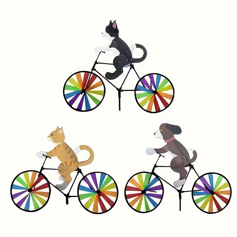 

1pc Colorful Animal Riding Bike Wind Spinners, Cartoon Garden Windmill Yard Decor, Outdoor Whimsical Wind Direction Indicators, Durable Plastic