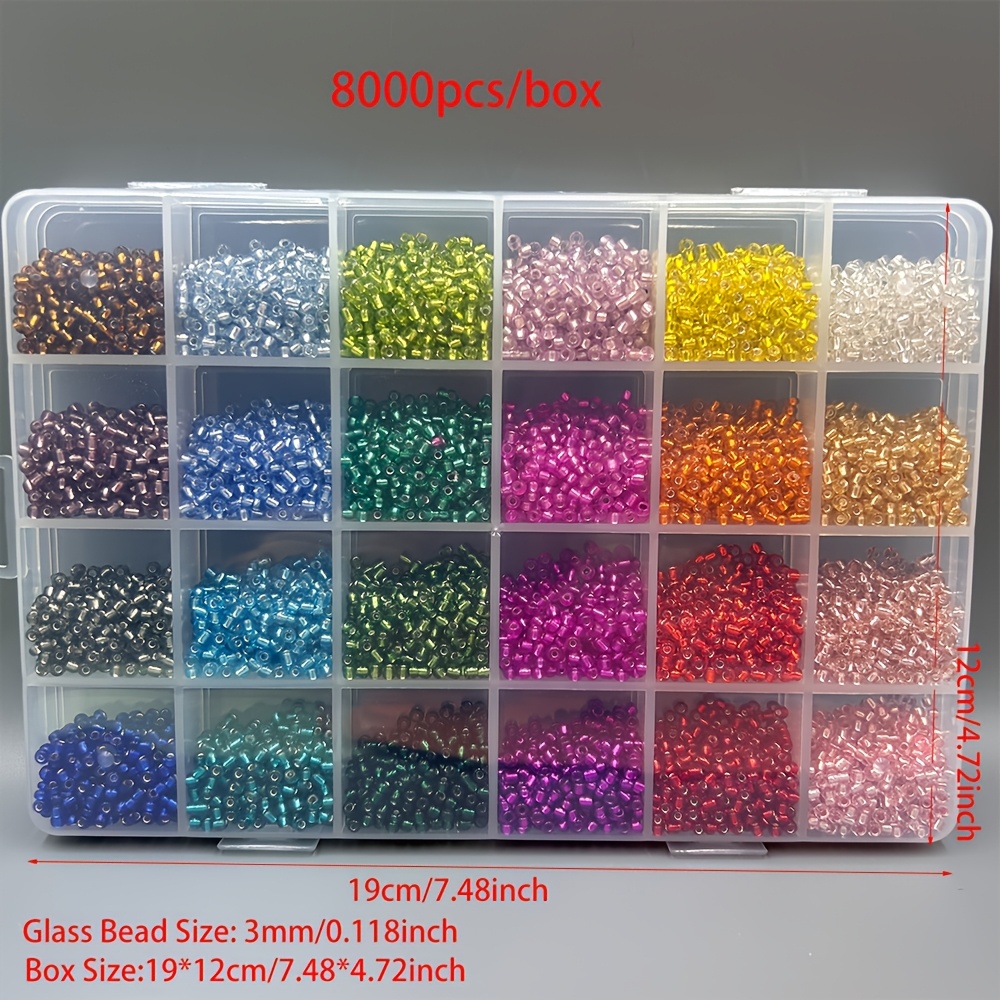 TEMU A Set Of 8000pcs Of 3mm Glass Beads In 24 Colors, Perfect For Jewelry Making Additions, Including Handmade Bracelets, Necklaces, And Earrings,