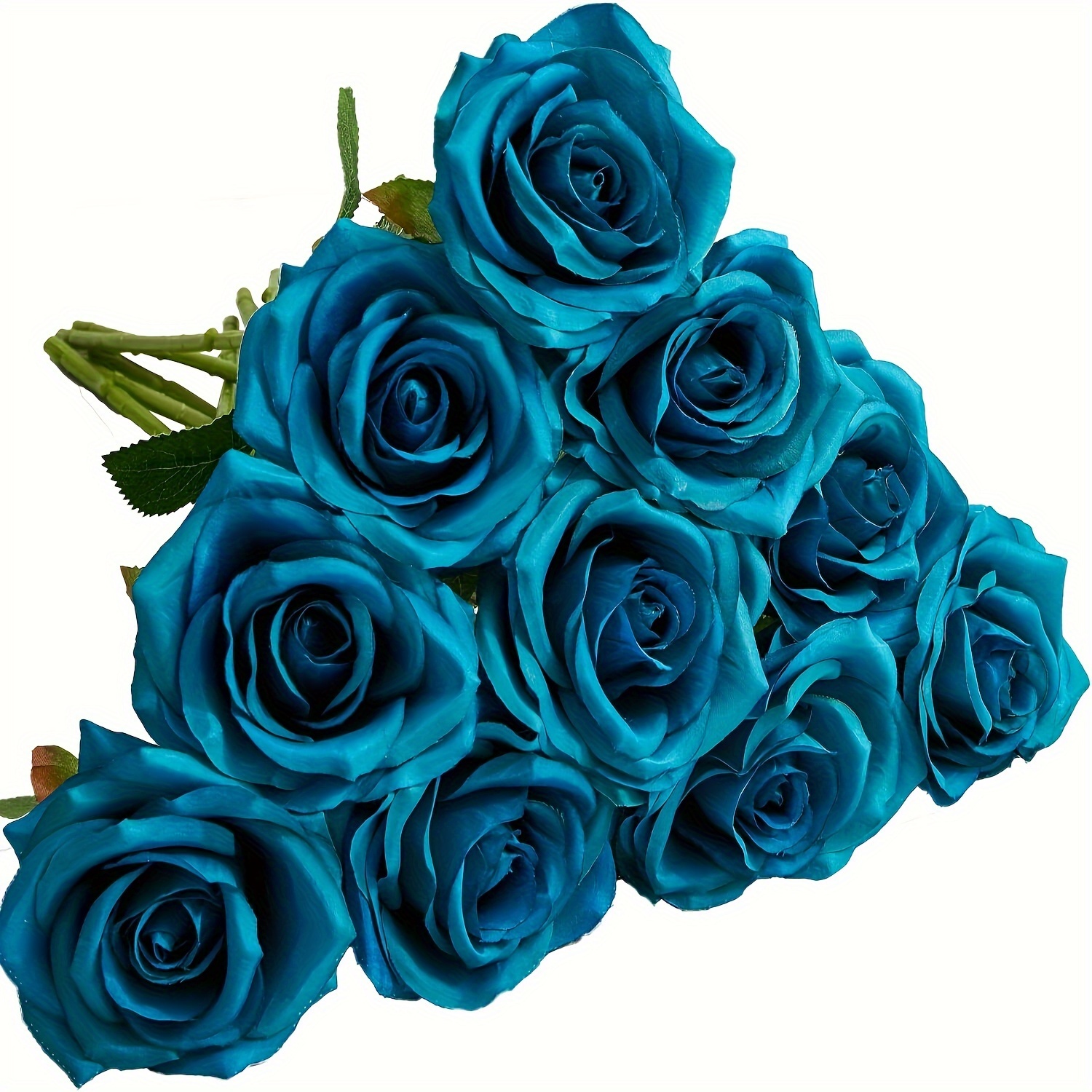 

Vinrado Teal Silk Roses - 11pcs Bouquets With Stems For Home, Wedding, Garden Decor & Valentine's Day, Bouquet Accessories