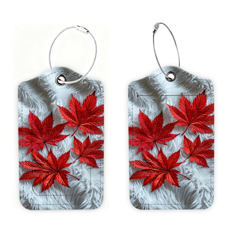 TEMU Étiquettes de Bagage à Érable Rouge pour Bagages à Main, Enregistrés et Sacs à Dos – Accessoire de Voyage Durable pour Prévenir la Perte de