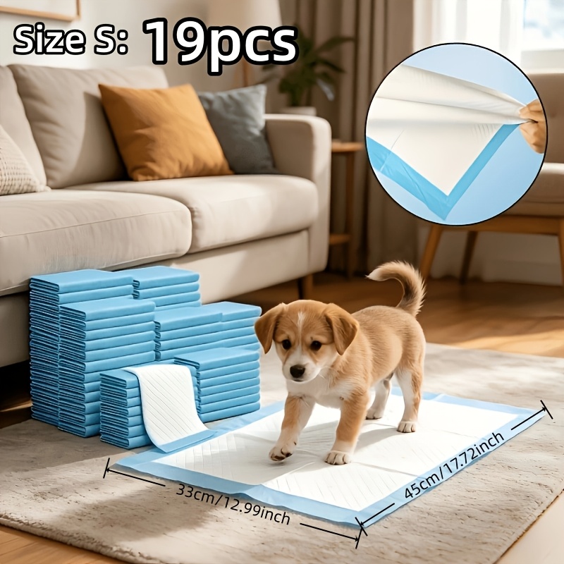 TEMU Lot de 19 couches jetables super absorbantes pour chiens et chats, adaptées aux chiots, protège-coussinets épaissis éliminant les odeurs,