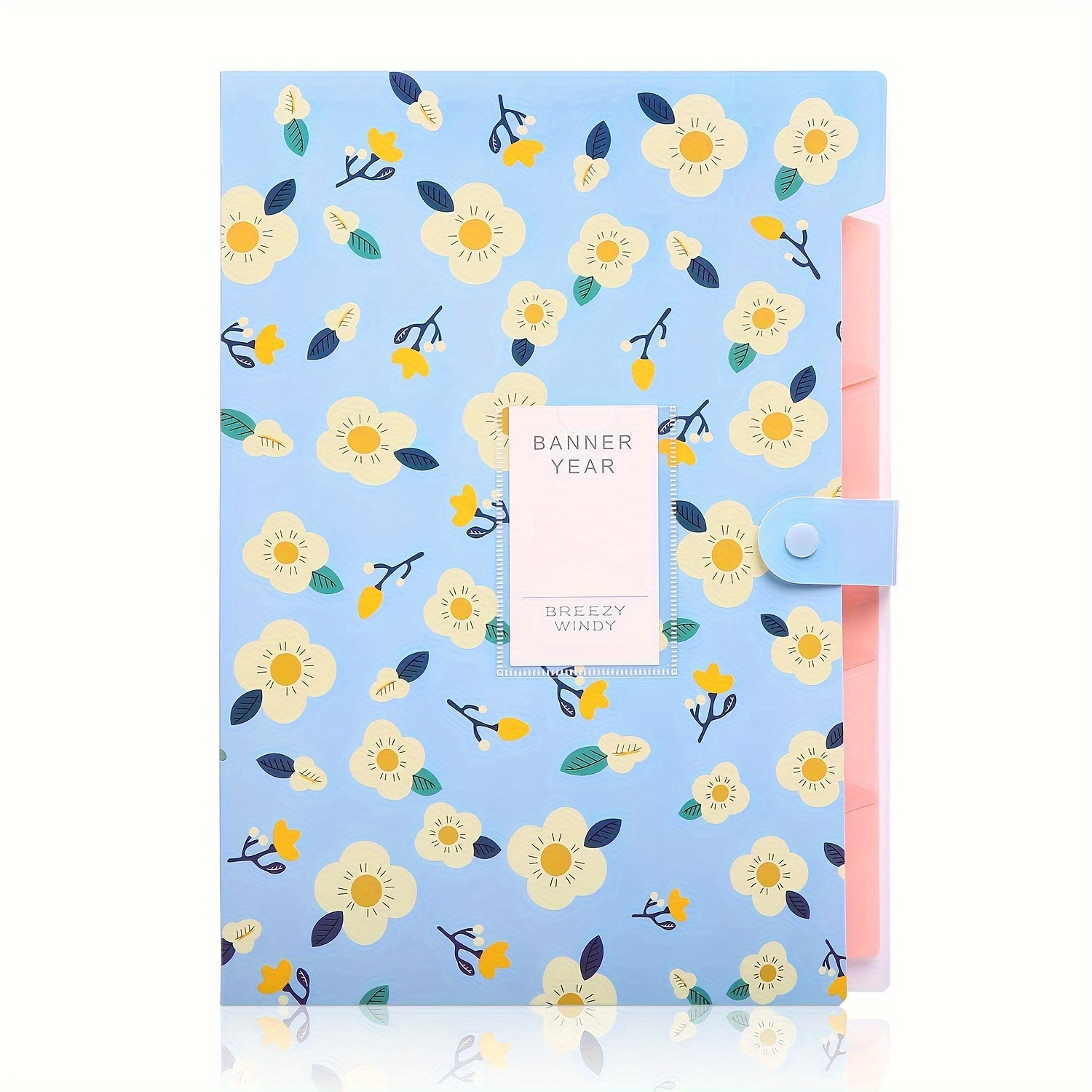 

Floral Pp Expanding File Folder With 6 Pockets - Waterproof And Acid-free A4/letter Size Accordion Document Organizer With Snap Closure - Durable, Non-toxic Blue Flower Design Storage Binder