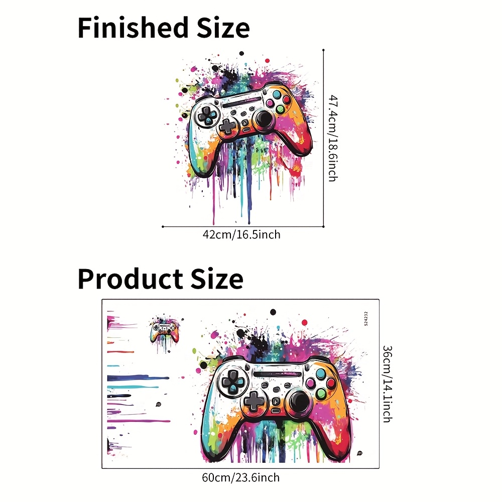 1pc Decorative Wall Sticker, Creative Colorful Game Controller Pattern Self-adhesive Wall Decal, Waterproof Removable Pvc Sticker For Living Room And Bedroom Decoration