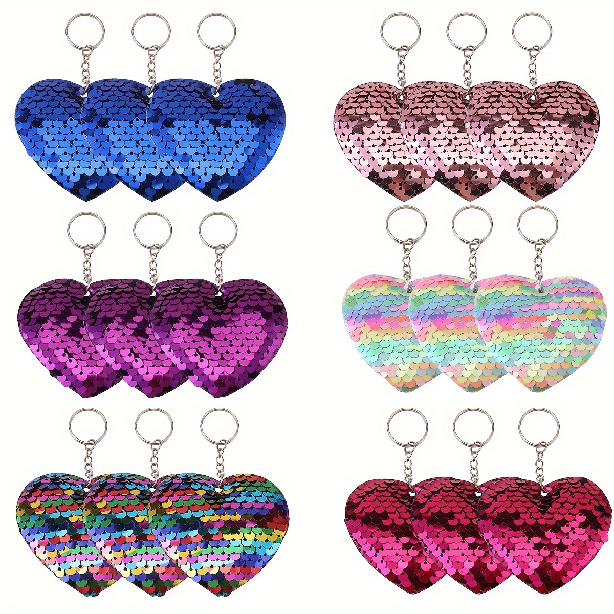 

Cartoon Sequin : 18 Pairs Of Heart-shaped Keychains For Christmas, Birthday, Valentine's Day, And Back-to-school Parties