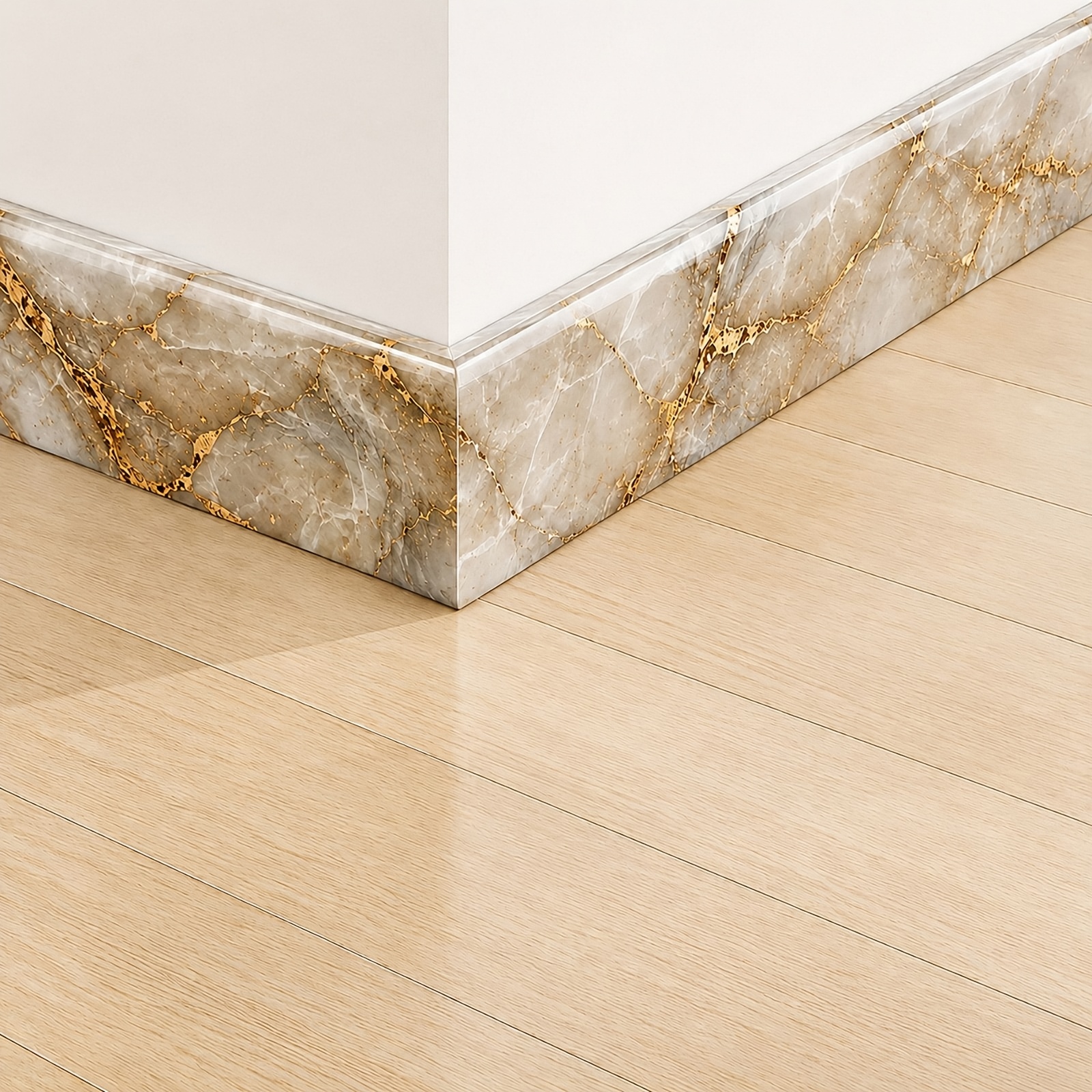 TEMU Autocollant de carrelage décoratif auto-adhésif en PVC marbre, moulure de mur et de plinthe dorée à et à coller pour la décoration de ,