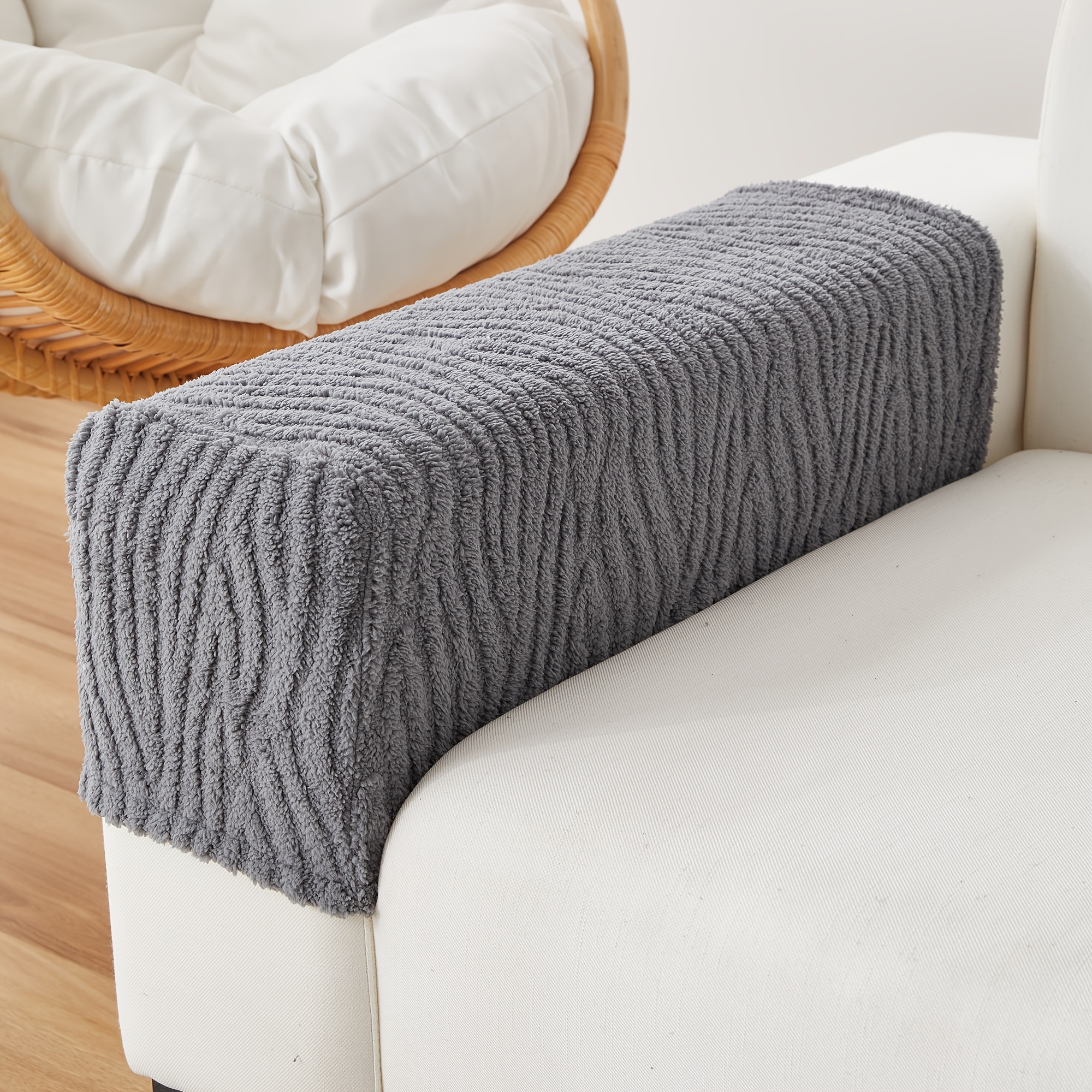 TEMU [nine-tailed Fox Armrest Covers] 2pcs Set Of Retro Jacquard Sofa Armrest Covers - Soft And Stretchable Fabric, Options For Leather Recliners And