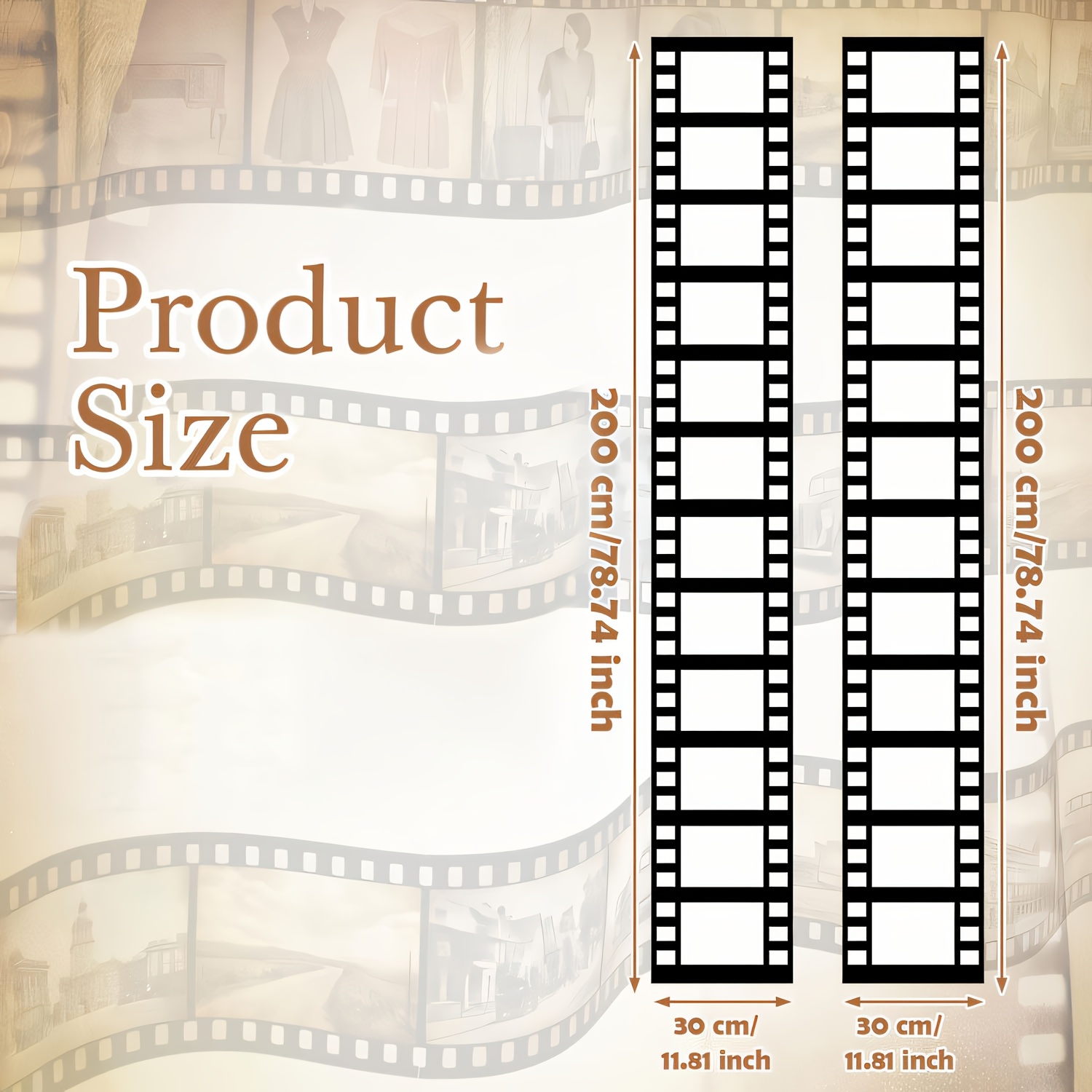 TEMU 2pcs Bannière Film , 78"X12" Toile de Fond sur le Thème du Cinéma avec Corde de Suspension et Pointe de Colle, Décoration de Panneau de Porche