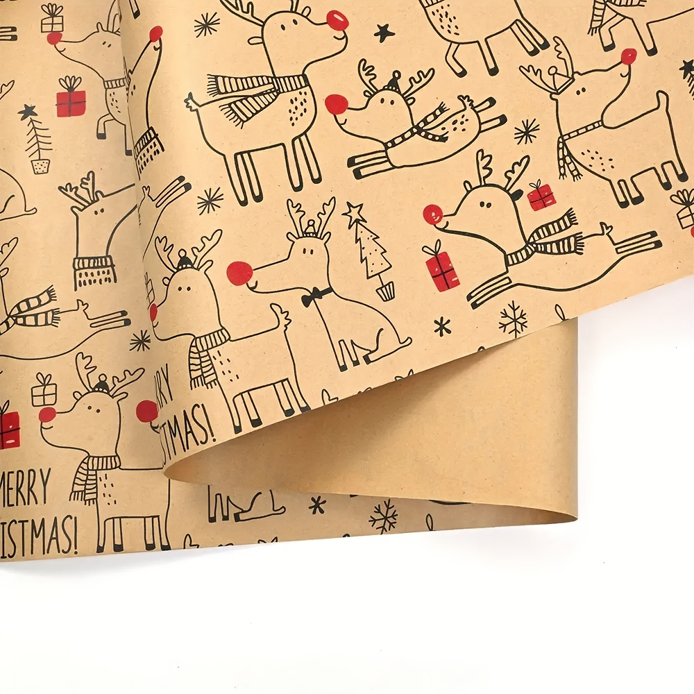 Image of 1roll Christmas Wrapping Paper- 17inch * 118inch- Wrapping Paper For Christmas Gift Box Birthday Party Decoration- Cute Deer Design, Merry Christmas