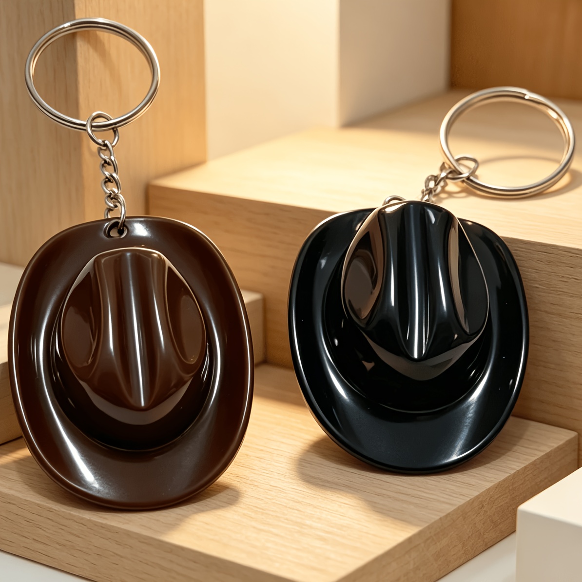 TEMU 2pcs Cowboy Hat Bottle Opener Keychain, Abs Plastic Portable Cartoon Key Ring, Western Cowboy Hat Shaped Metal Bottle Opener, Rustic Country