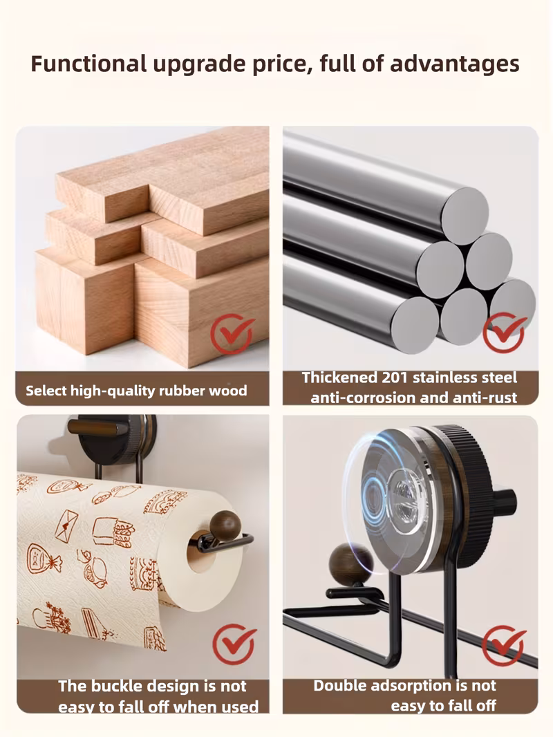rotating suction cup kitchen towel holder a wall mounted paper towel rack that requires no drilling suitable for towels cling film and fabric rolls designed to for cabinets sinks and countertops Product details 2