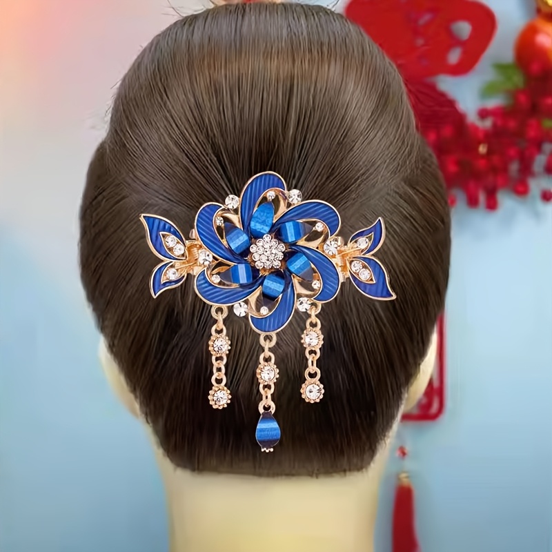 Metal Plate Hair Grab Clip Half Tie Hair Clip Hairpin Hair Card High-Grade Drip Oil Baking Paint Tassel Hair Card