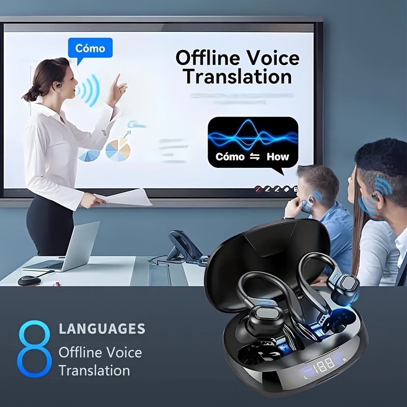 ECZHAW AI Translation Earbuds, Language Translator Earbuds Real Time, 2