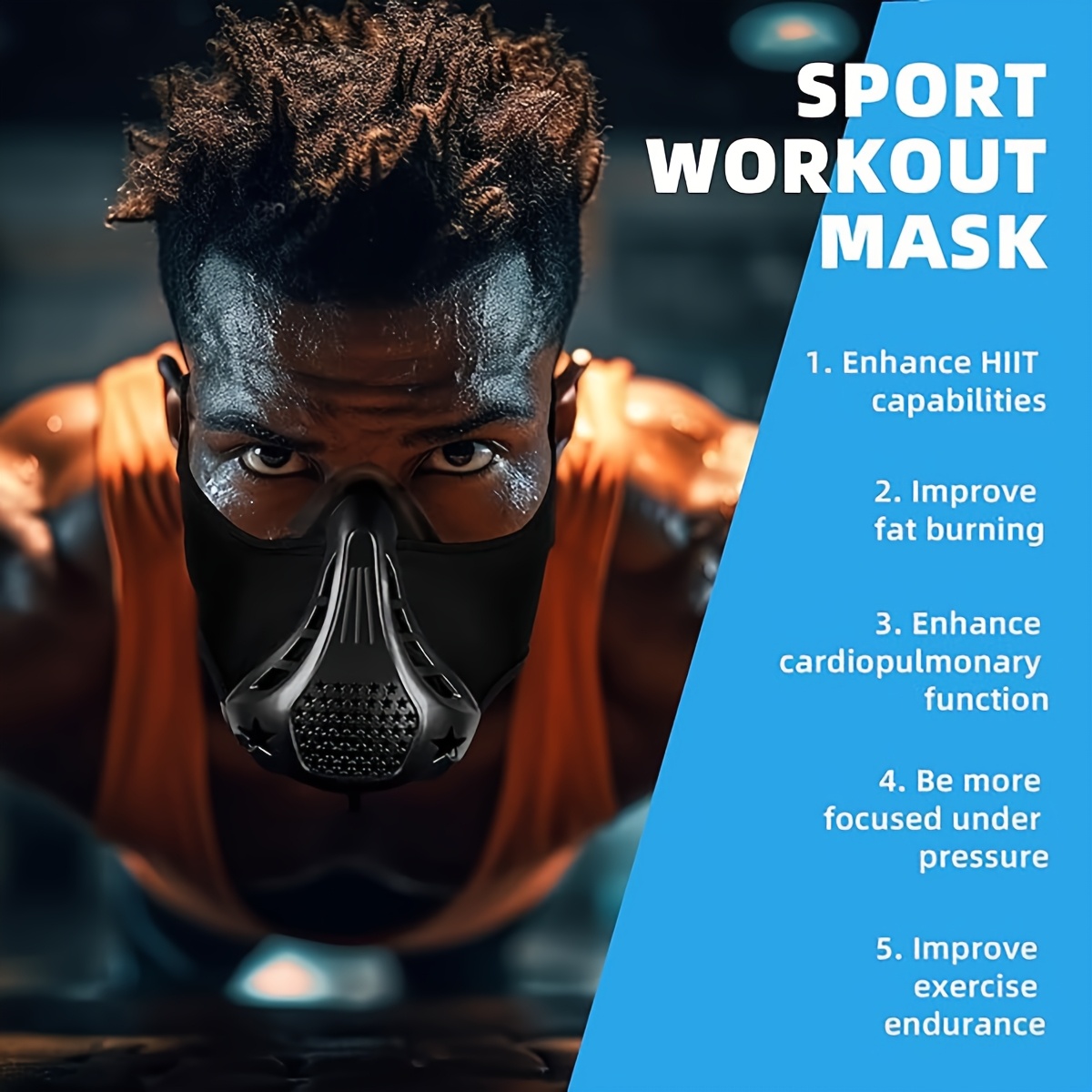 1pc High-Altitude Mask, Fitness Training Mask, Suitable for Gym Workouts, Aerobic Exercises, Fitness, Running, And Endurance Training