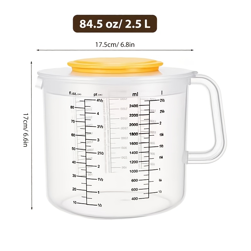 TEMU 1pc Large-capacity Plastic Measuring Cup With Precise Scale . Whipping And Mixing Cup, 2500ml Capacity, Ideal For Baking And Used In Milk Tea