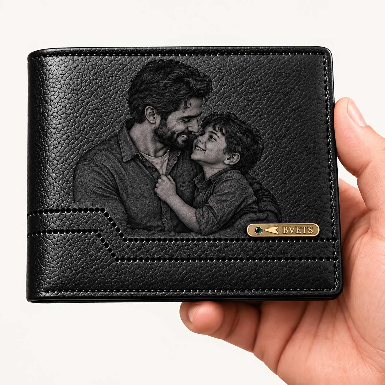 TEMU 1pc Custom Men's Photo Wallet, Bi-fold Design Retro Wallet, Multi-functional Travel Wallet, Card Holder, Wallet, Id Holder, Family Couple