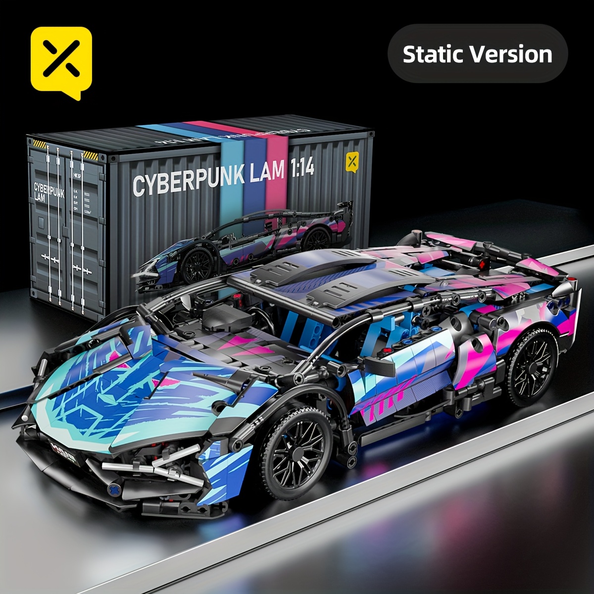 ProBrixx 1314pcs 1: 14 Scale Sports Car Model Building Block Set, Sports Car MOC Blocks and Construction Toys, Adult Collection Model Car Kit, Birthday or Christmas Gift