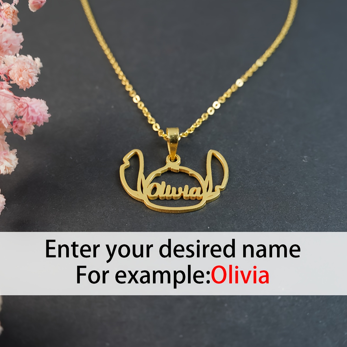 TEMU Personalized Cartoon Necklace | Custom Name Pendant Necklace | Stainless Steel | Cute Birthday Gift