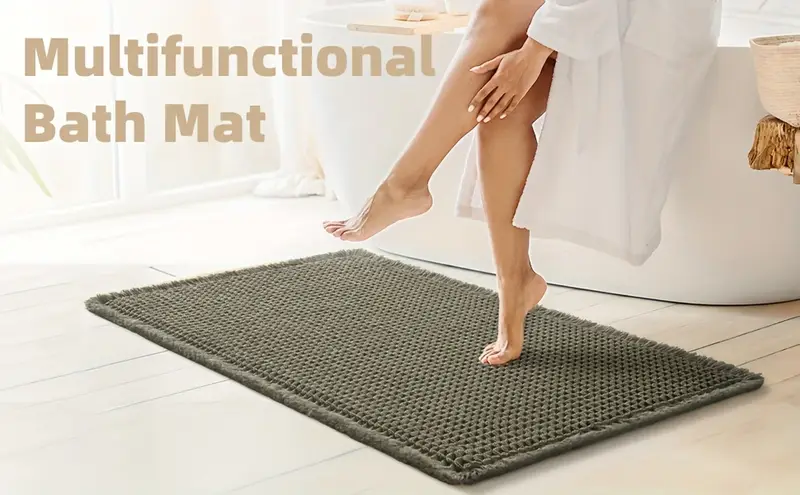 ultra absorbent waffle bath mat non slip machine washable with tassels rubber backed polyester blend rug for bathroom floor Product details 1