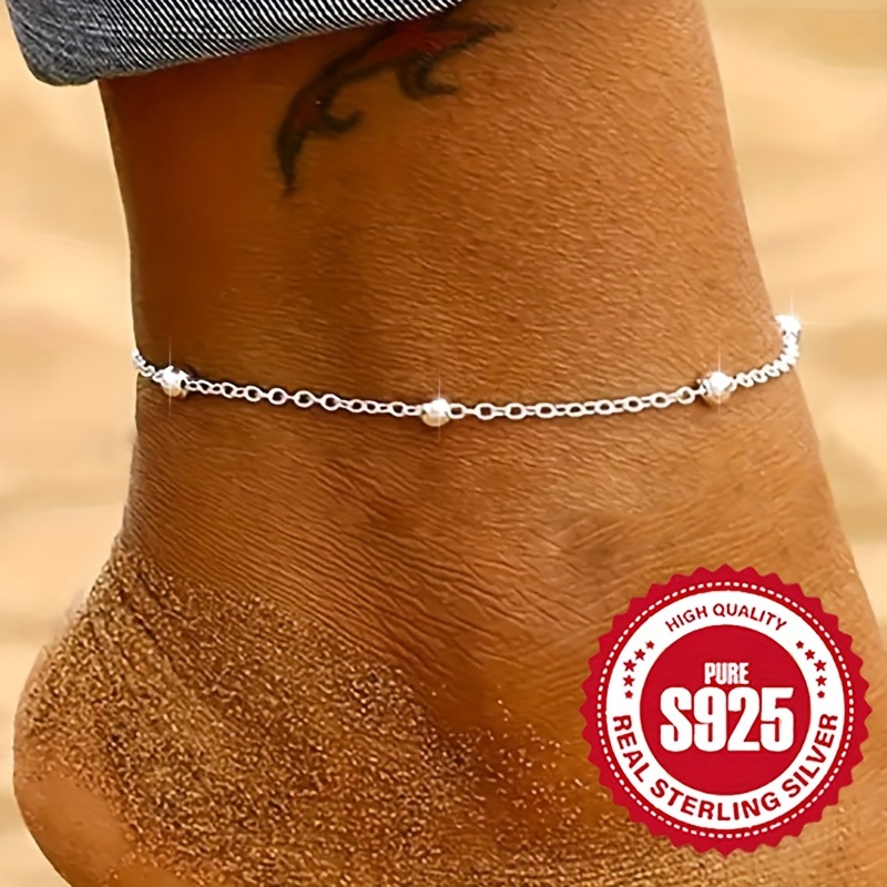 

Elegant Minimalist 925 Silver Thin Chain Anklet Elegant Ankle Bracelet Jewelry Decoration Daily Wear