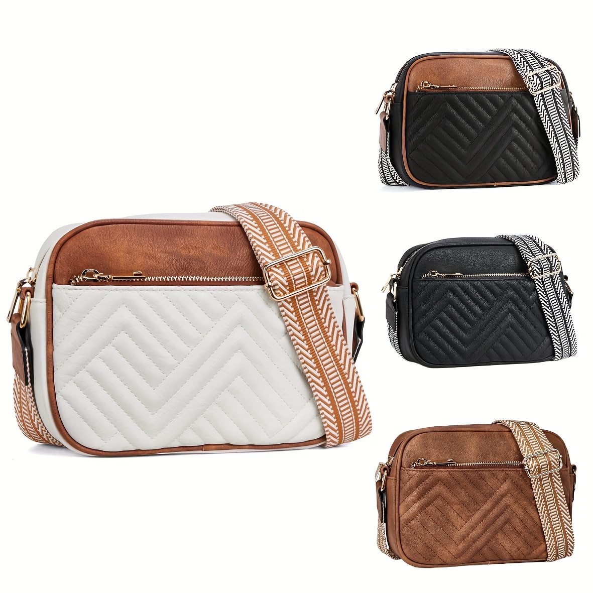 

Mini Quilted Crossbody Bag, Shoulder Bags, Women's Bohemian Vegan Leather Square Wallet