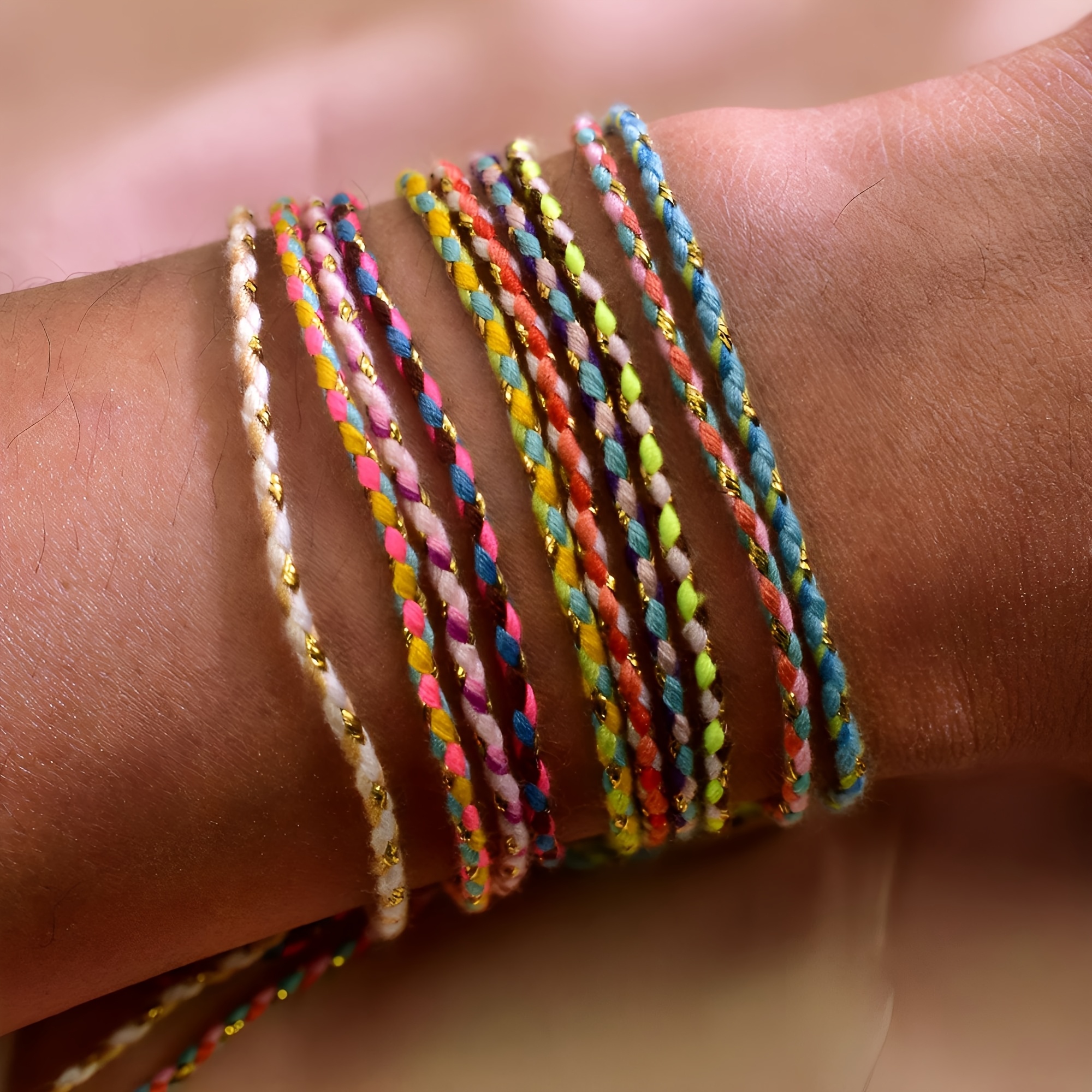 10pcs Women's Bohemian Hand Chains Set 10 Colors Mixed