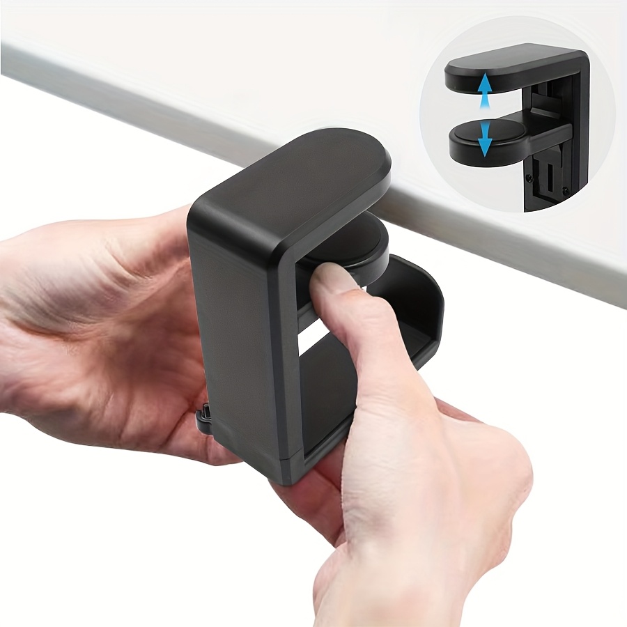 Adjustable Headphone Holder Stand with Clip Mount, ABS Material, No-Drill Installation, Modern Style Under-Desk Headset Bracket for Gaming Earphones