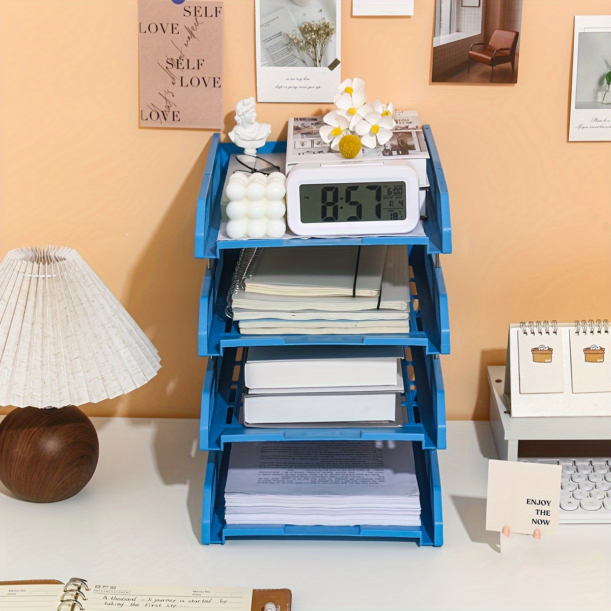 Organizer Da Scrivania Senza Fori - Portadocumenti A4 E Accessori Ufficio Grigio