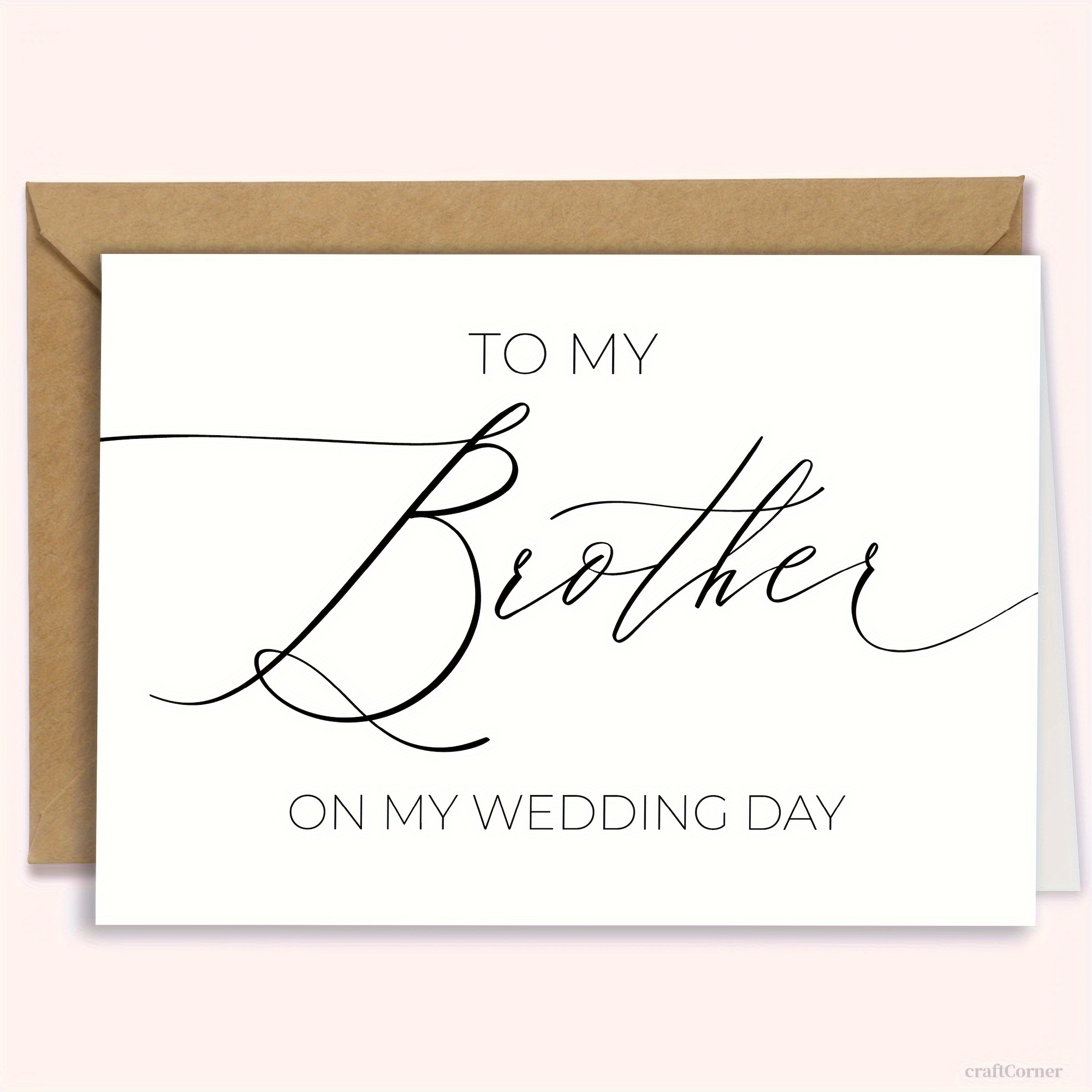 

1pc Wedding Day Greeting Card For Brother - Elegant "to My Brother On My Wedding Day" Card In English With Envelope