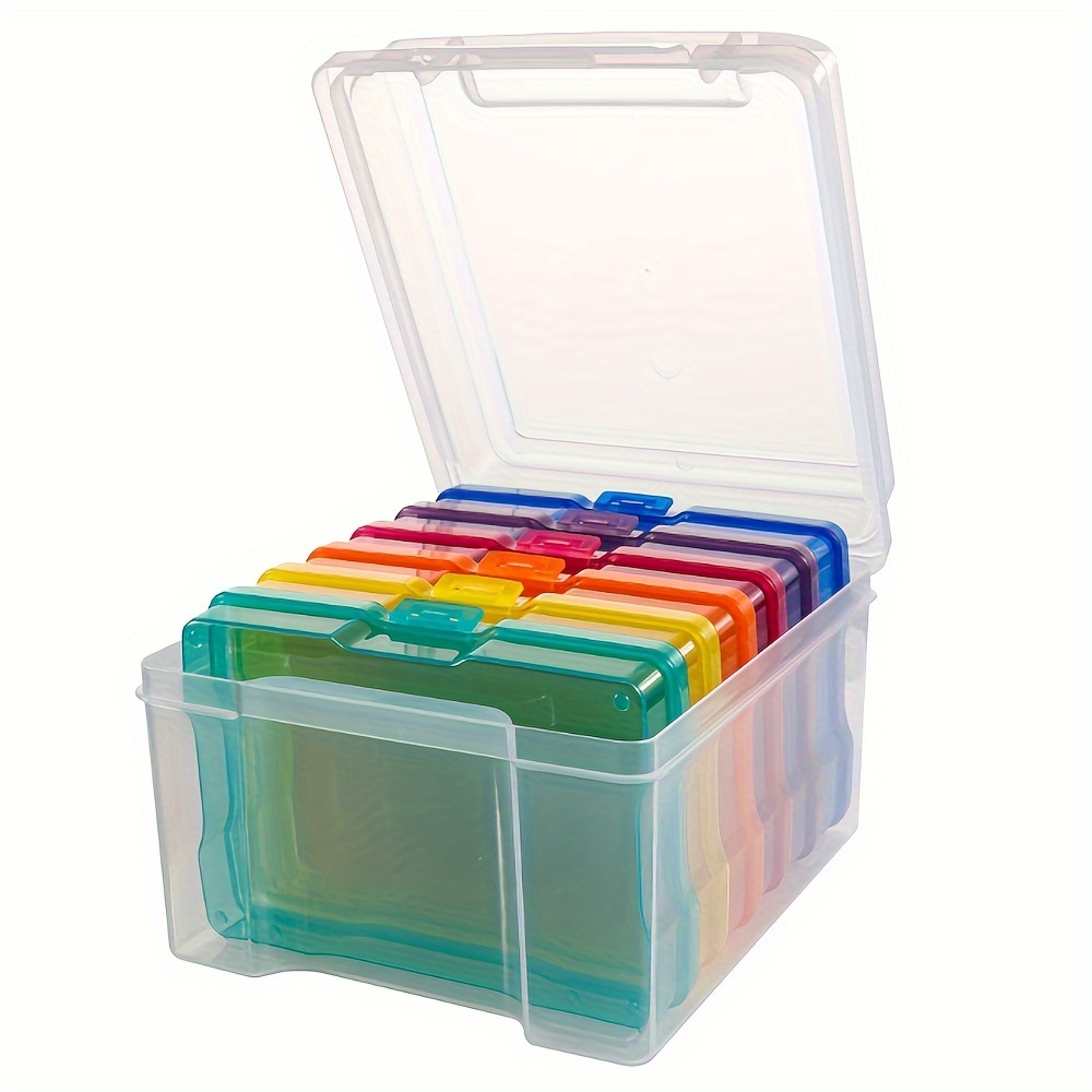 

Large Capacity Transparent Photo Storage Box With 6 Compartments - Ideal For Organizing 600 Photos, Office Supplies, Stickers, And Cables