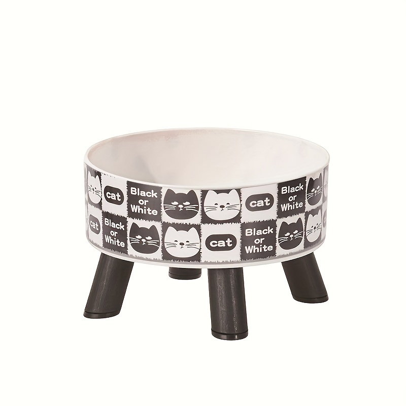 1pc Elevated Cat Feeding Bowl - Stylish "record The Beauty" Design With Floral Patterns, Raised & Tilted For Comfortable Dining, Durable Plastic, Cats