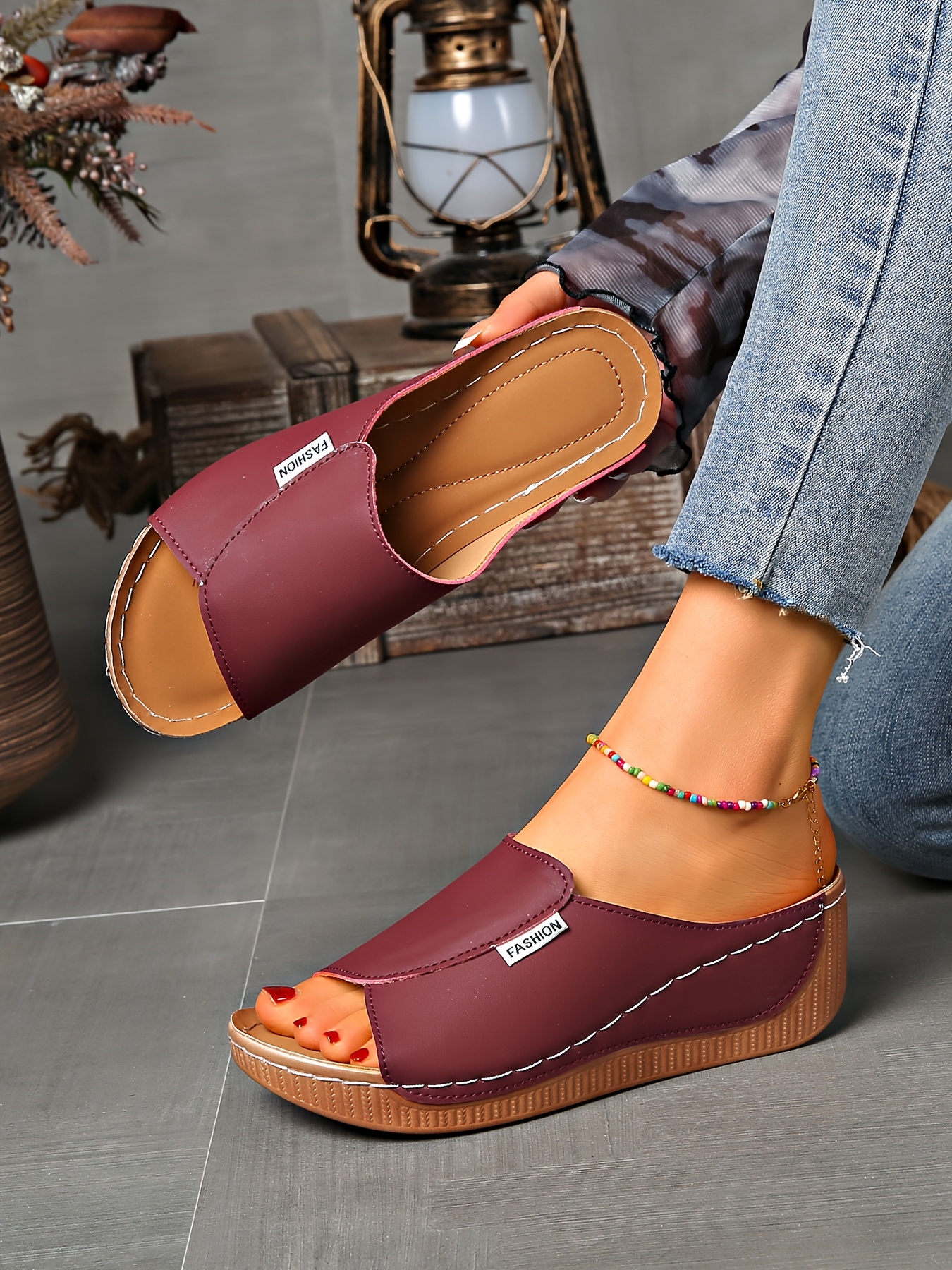   womens light blue slide sandals comfortable arch support breathable open toe design with soft rubber sole casual   heel slip on shoes for casual attire   cover upper Product details 10