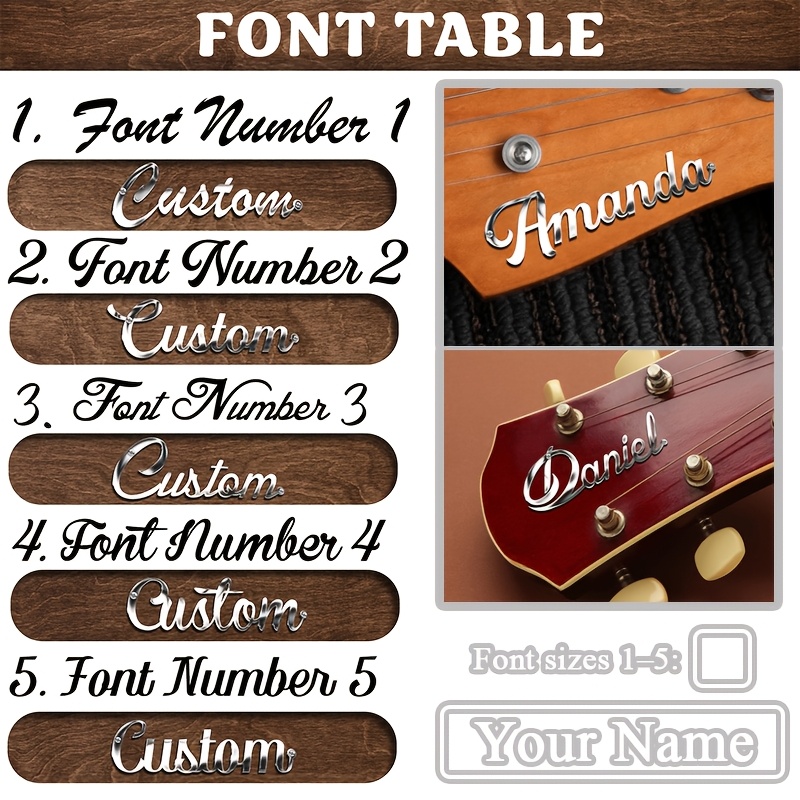 TEMU [customized]decorative Nameplate Personalized Custom Nameplate, Vintage 50s Style Guitar And Badge Tag, Stainless Steel Custom Guitar